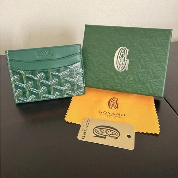 Goyard Other - Goyard Green Chevron Leather Card Sleeve